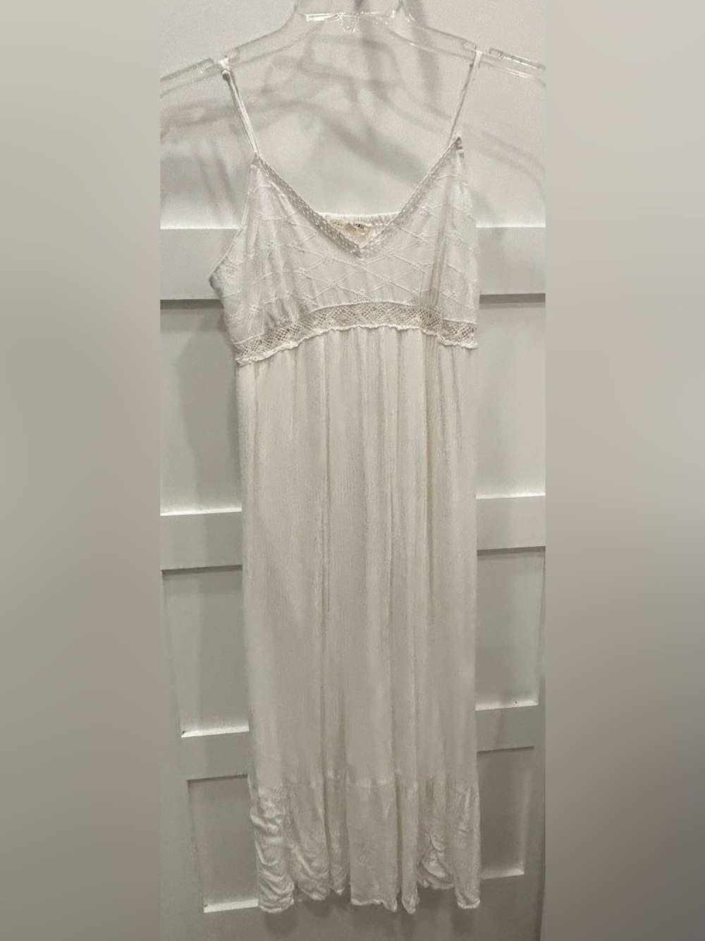 Just Found White Lace-Trim Babydoll Maxi Dress
